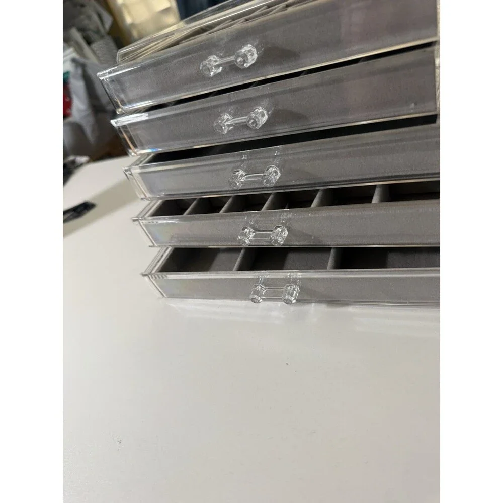 Compact 5-Drawer Jewelry Organizer with Customized Velvet Inserts - Acrylic